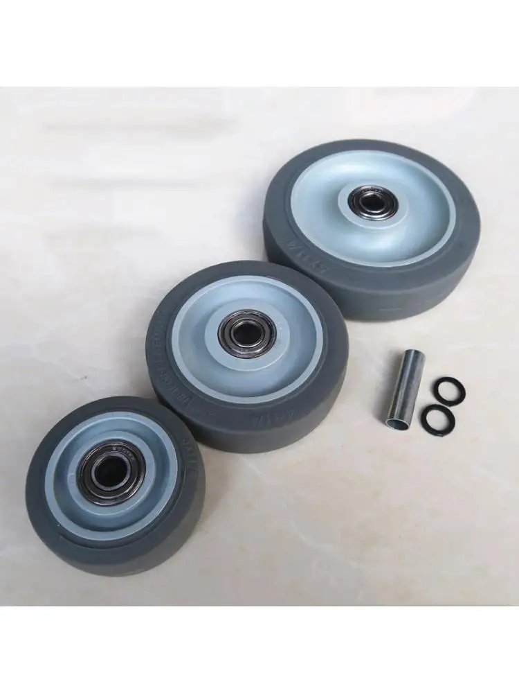 1 Pc 3 Inch Caster Tpr Grey Single Wheel Flat Edge Universal Brake Wear Resistant Driver Cart | Furniture Casters