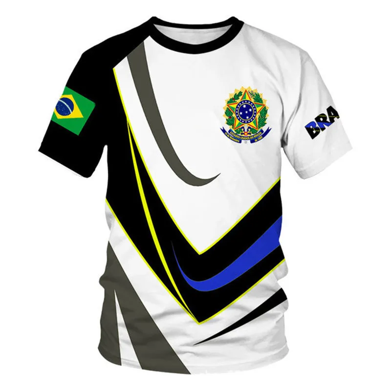 

Brazilian Men's T-shirt, Round Neck Short Sleeve, Brazilian fan Clothes, Brazilian Style Clothing