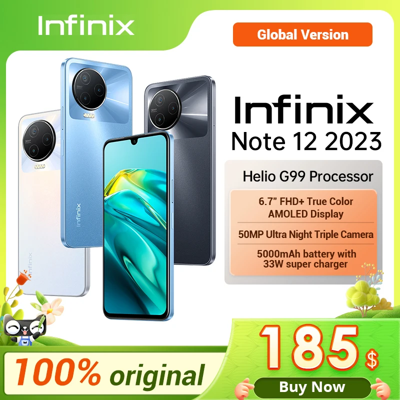 Смартфон Infinix Note 12 2023 4G NFC 8/128 ГБ Helio G99 6 нм процессор 7 FHD + AMOLED дисплей - купить по
