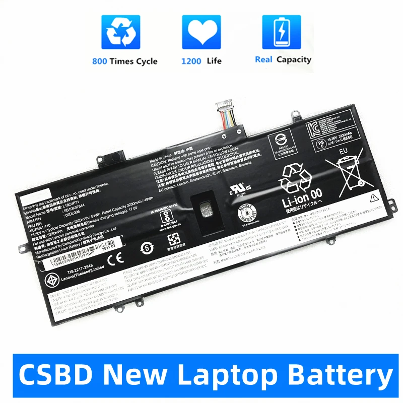 

CSBD New L18M4P72 L18C4P71 Battery For Lenovo Thinkpad X1 Carbon 7th 2019 2020 Series L18L4P71 SKB10K97642 02DL004 02DL005