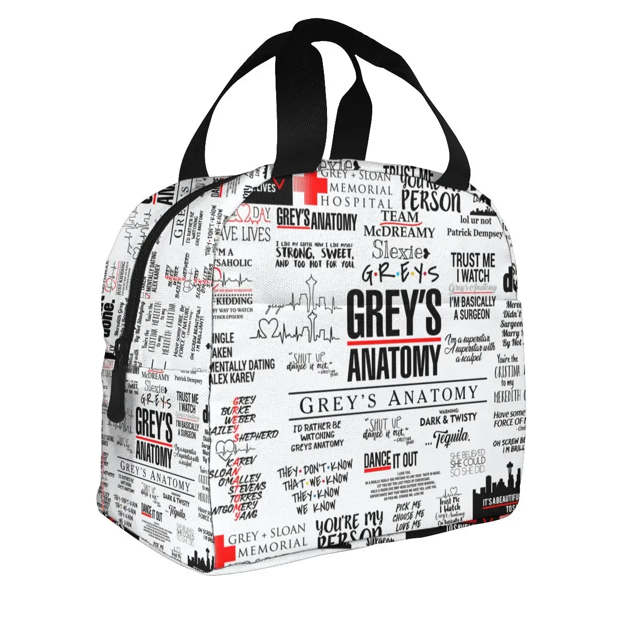 

Grey's Anatomy Print Doctors Nurse Insulated Lunch Bag Women Nurse Food Case Tote Cooler Warm Bento Handbag Kids Small Lunch Bag