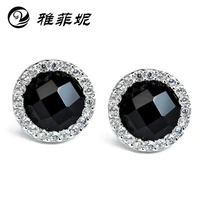 anglang bright black stud earrings full dazzling cubic zirconia fashion womens earrings piercing ear jewelry