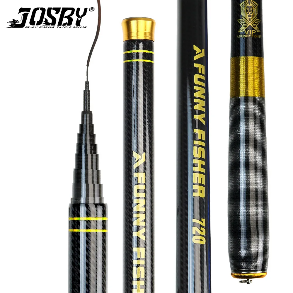 

JOSBY 2.7M 3.6M 4.5M 5.4M 6.3M 7.2M Carbon Fiber Fishing Rod Telescopic Ultra-light Hard Pole for Stream Freshwater Fishing Pole
