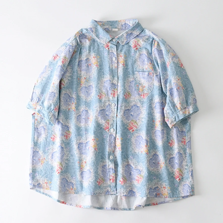 

Aesthetic Dream Core Cotton Dopamine Dressing Shirt 2023 Fashion Turn-down Collar Makaron Cream Color Harajuku Loose Top Clothes