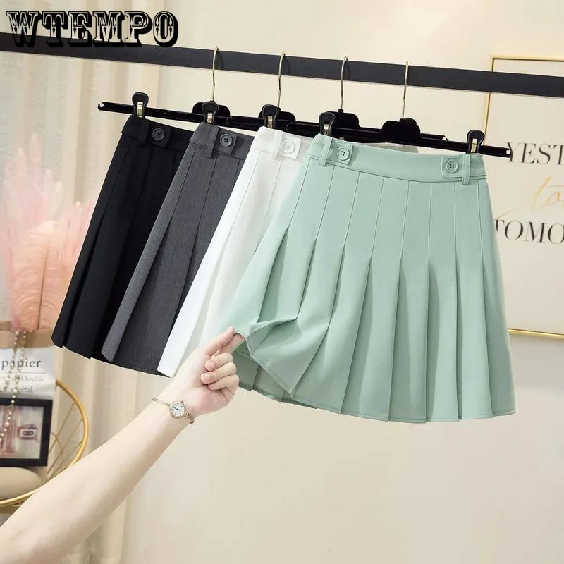 

Goth Y2K Mini Pleated Skirts Women's Spring and Summer High-waisted Anti-glare Small Black A-line Short Skirt