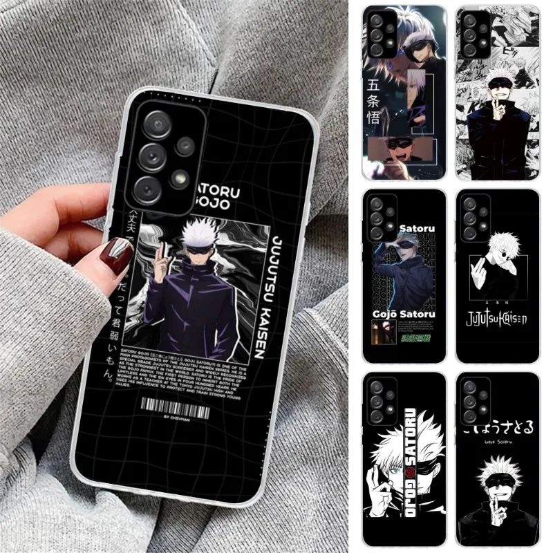 JJK Satoru Gojo Чехол для мобильного телефона Samsung Galaxy S23 S22 S21 Plus Ultra A12 A32 A53 Прозрачный