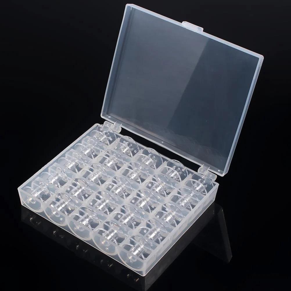 

50pcs/2 Sets Clear Sewing Machine Bobbins Spools Plastic Domestic Sewing Machine Bobbins with Storage Case