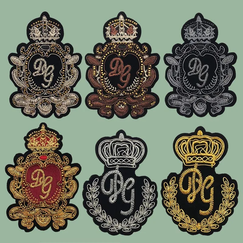 Шелковая вышивка Lndian бисером нашивки с буквами аппликация в виде короны цветы