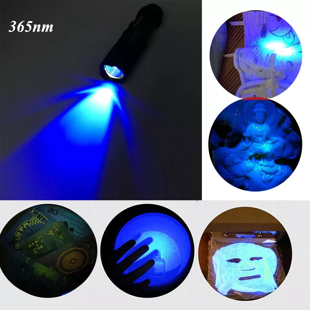 

Zoomable Led UV Flashlight Torch Light 365nm Ultra Violet Light Blacklight UV Lamp AA Battery For Marker Money Cash Detector