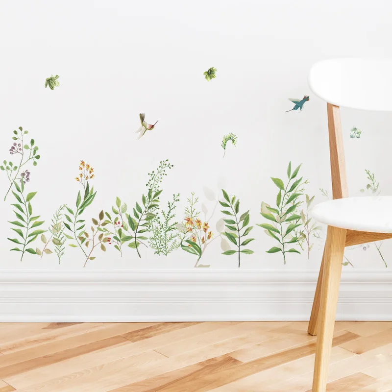 

Birds and Flowers Spring Plant Wall Stickers Skirting Background Sofa Decoration Flying Birds Wall Decal 3d Garden Wedding Decor