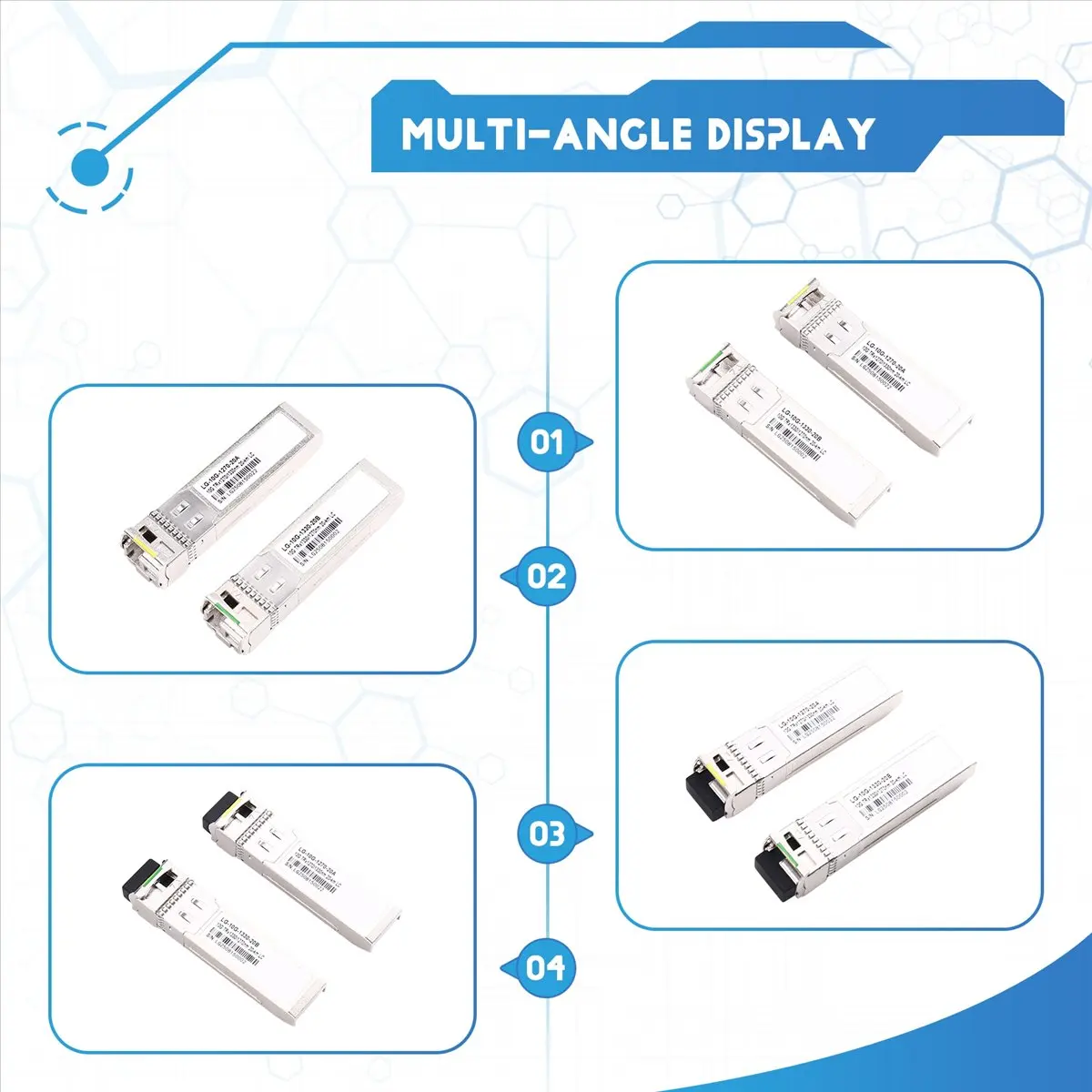 Фото Модуль оптоволоконный 10G BIDI LC SFP+ 1270/1330 нм, одномодовый, 20 км, для коммутаторов HORACO №1