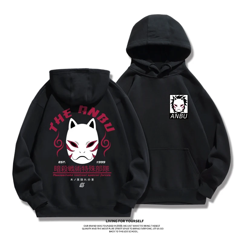 

Japanese Anime Naruto Hoodies Akatsuki Sweatshirts Men Women Konoha Anbu Mask print Hoody Harajuku Streetwear Hip Hop Pullover