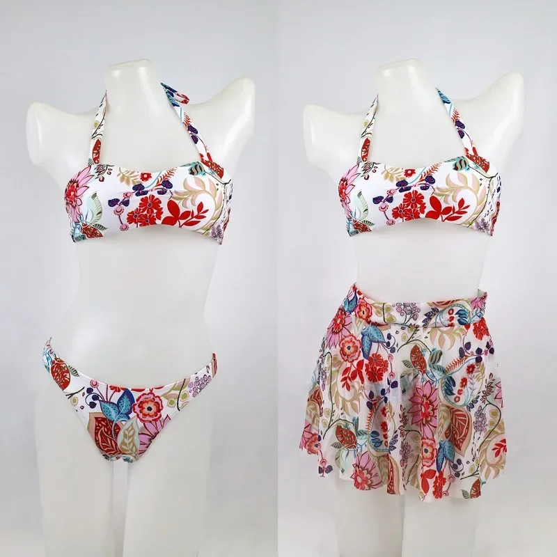 

Европейский и американский Новый тройной купальник с тройным принтом, бикини и пляжное платье из трех частей