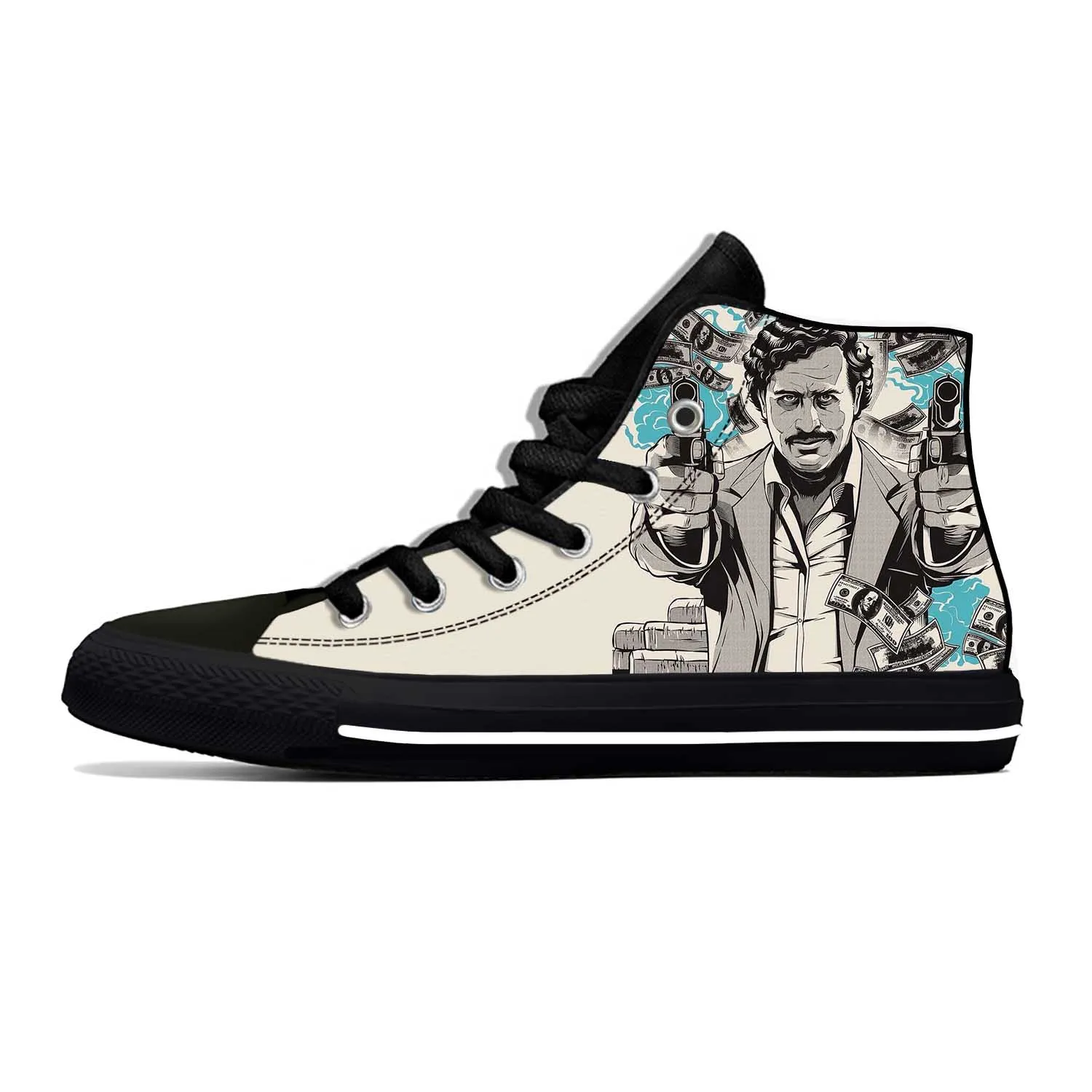 

Hot Anime Cartoon Manga Narcos Pablo Escobar Casual Shoes High Top Lightweight Latest Board Shoes Breathable Men Women Sneakers