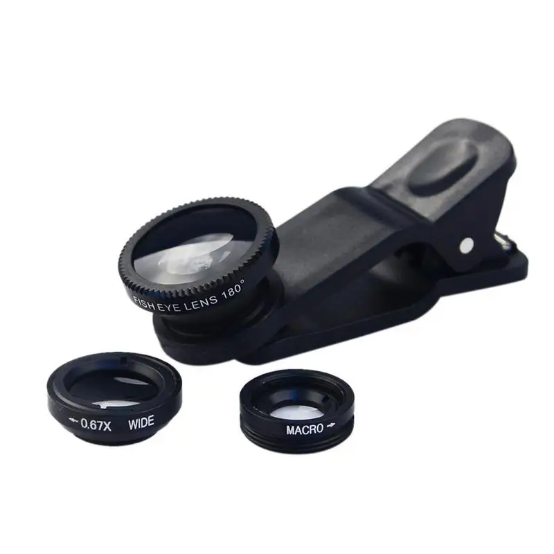 

Phone Lens Kit 3 In 1 Universal Phone Fisheye Lens Fish Eye Lens Wide-Angle Lens Macro Clip Camera Lens Kit ForMost