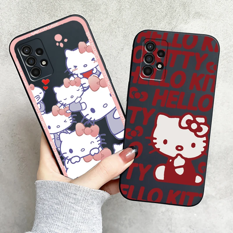 

Hello Kitty Kuromi Phone Case For Samsung Galaxy S8 S9 S10 Plus S10E S10 Lite S10 5G Soft Funda Back Coque Liquid Silicon