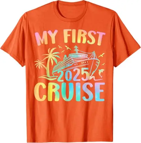 My First Cruise 2025 Cruising Ship Vacation Travel Trip T-Shirt Short Sleeve Blouses Novelty Gifts Boat Graphic Saying Tee