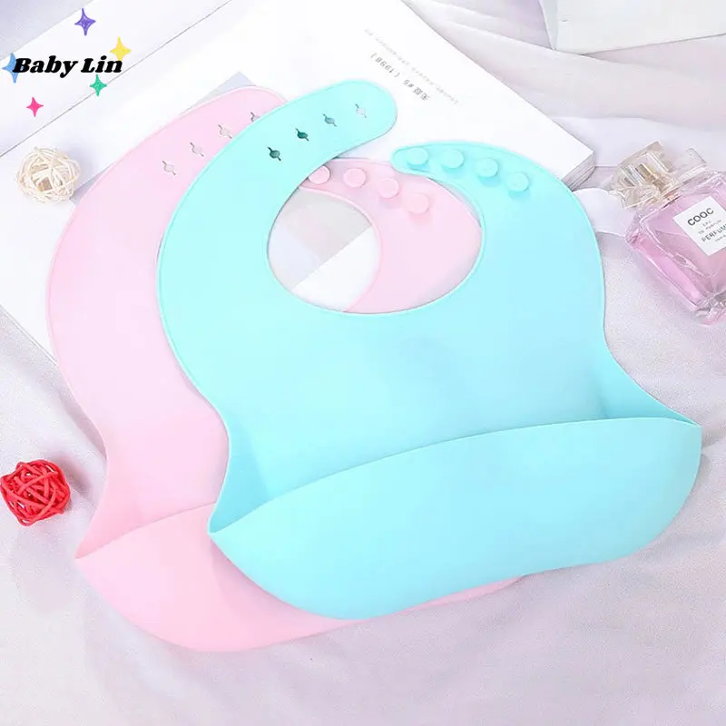 

1pcs Cute Baby Bibs Waterproof Silicone Bib Infant Toddler Feeding Saliva Towel Cartoon Adjustable Children Apron with Pocket