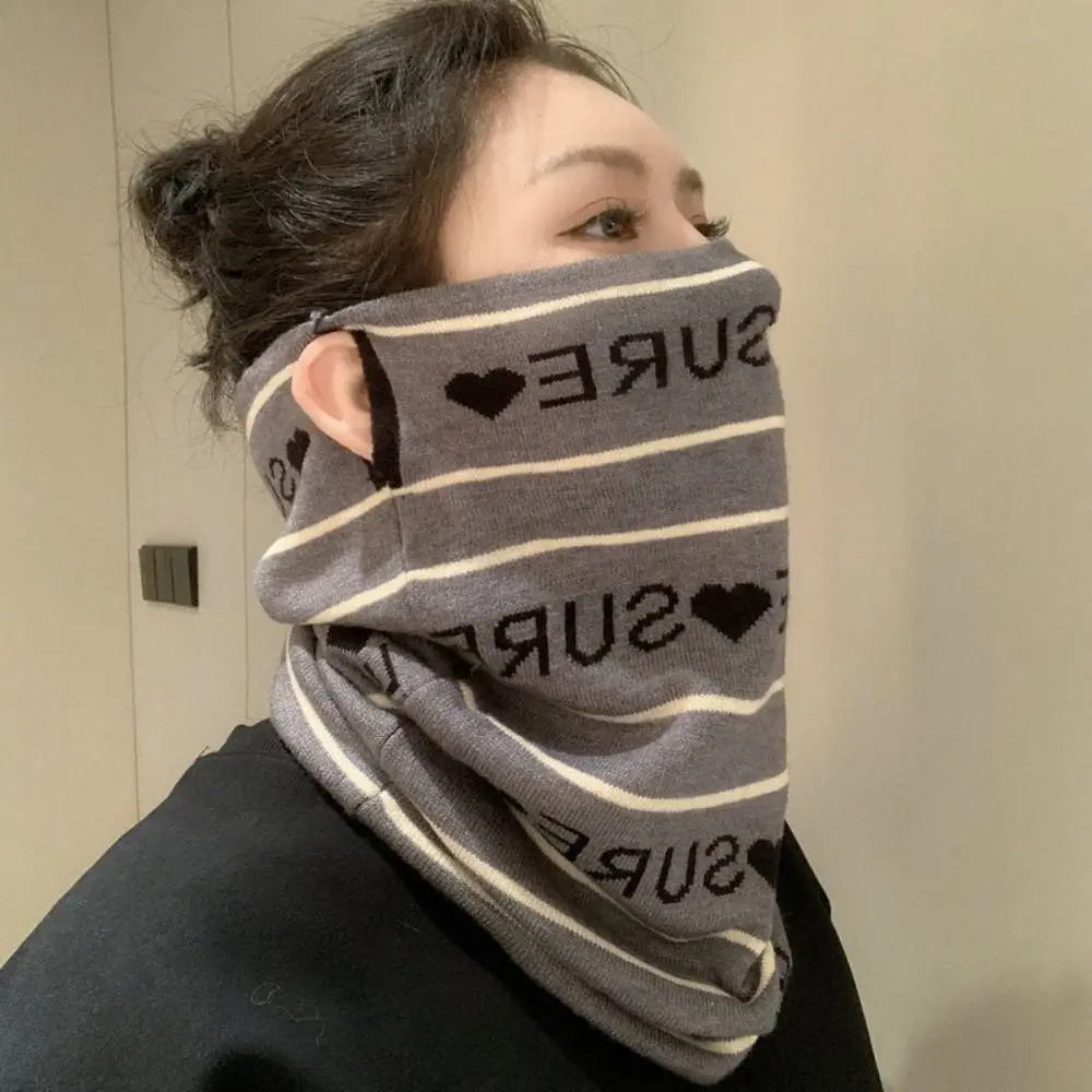 New Ethnic Style Winter Face Mask Ear-hanging Knitted Neck Collar Windproof Warm Cycling
