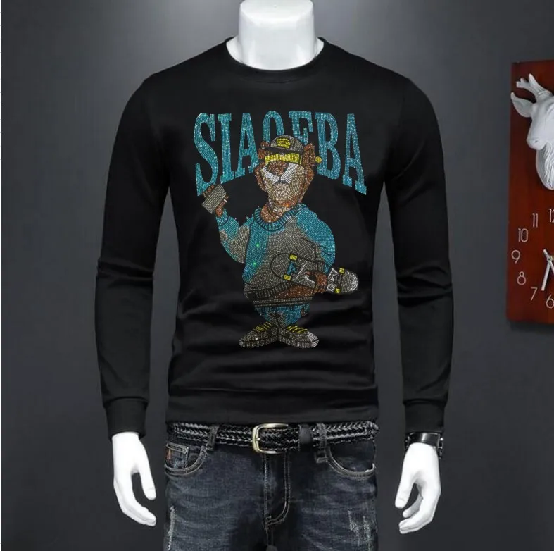 

Новинка Стразы пуловер свитшот мужские футболки Тонкий Прямая поставка Новый Топ Мужская Уличная одежда