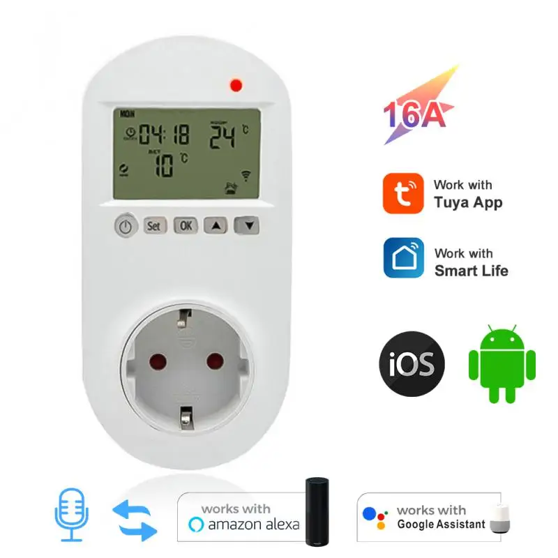 

Tuya WiFi Programmable Smart Plug EU WIFI Thermostat Electric Floor Heating 16A Support Voice Control Amazon Alexa Home