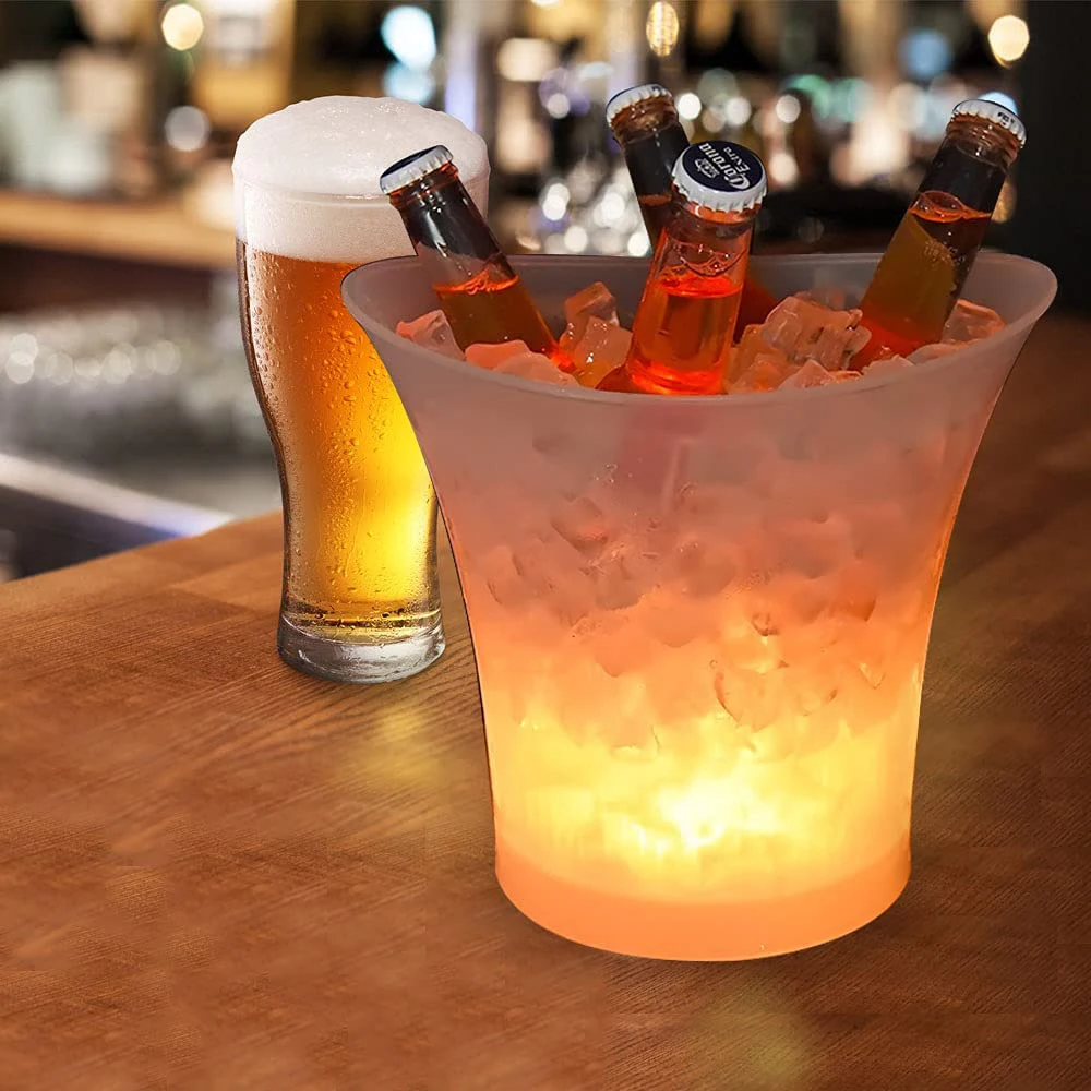

Portable 5L 4 Color Waterproof Plastic LED Ice Bucket Changing Bar Nightclub Champagne Whiskey Beer Bucket Bars Night Party