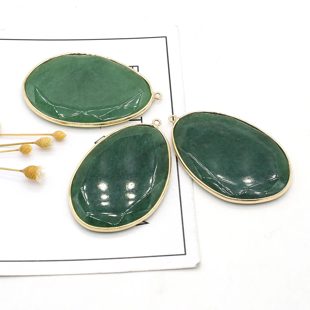 

Natural Stone Pendant Oval Green Grass Plum Agates Exquisite Charms For Jewelry DIY Necklace Bracelet Earring Accessories Making