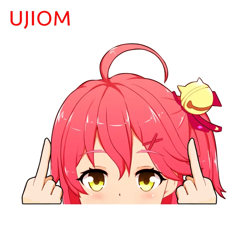 Фото Наклейка на стену UJIOM Hololive Sakura Miko Flipping The Bird, популярная, привлекательная, устойчивая к царапинам, виниловая наклейка для шкафа, прихожей №1