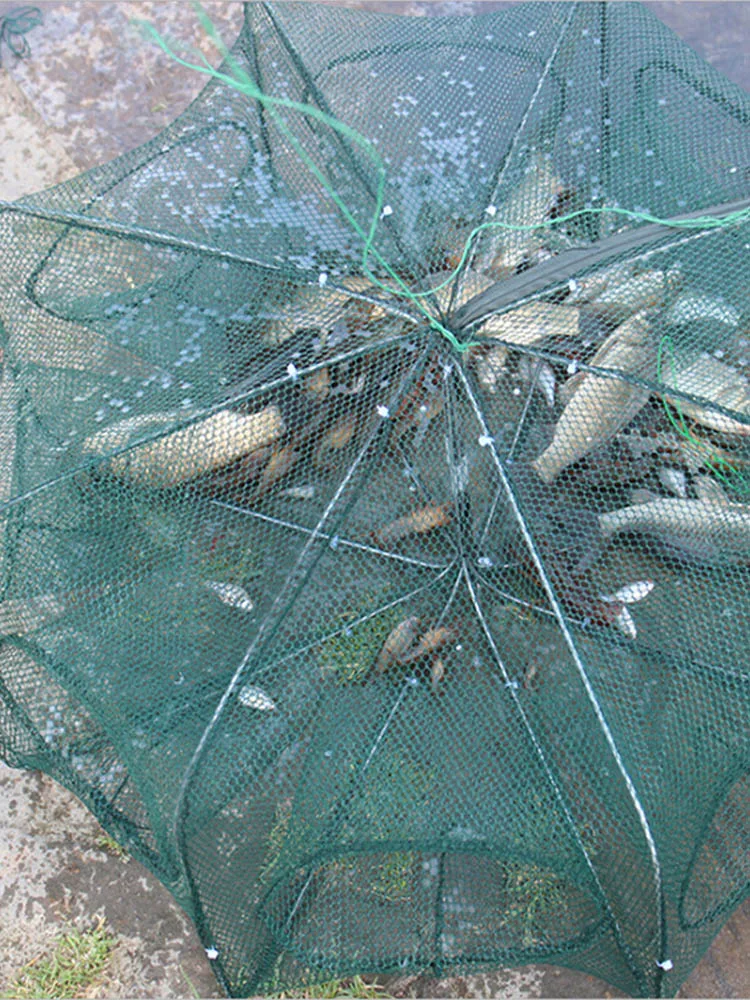 

Portable 6 Holes Folded Hexagon Fishing Net Network Automatic Nylon with Zipper Shrimp Catcher Tank Cages Crayfish Catcher