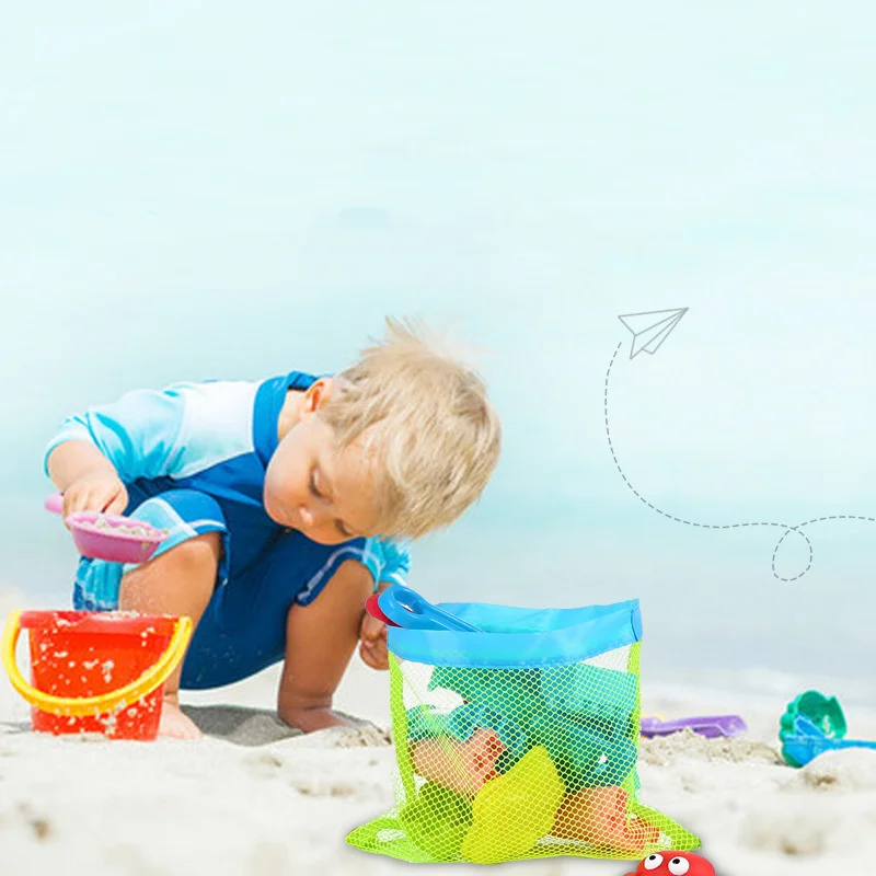 

Mini Outdoor Mesh Beach Bag Tote For Kids Children Portable Beach Toys Clothes Pocket Storage Organiser Foldable Shoulder Bag