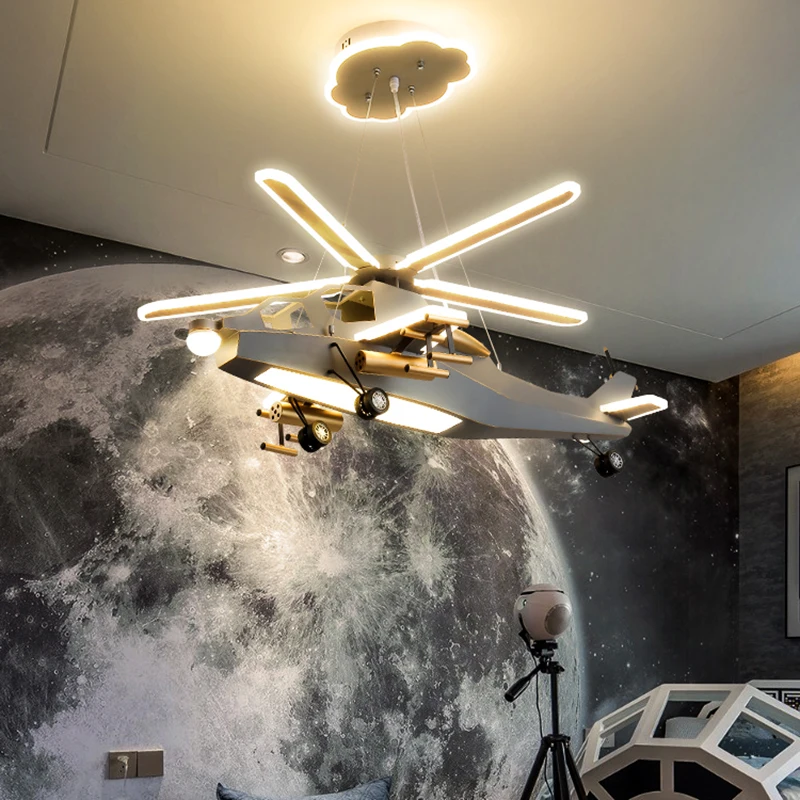 

Art Led Chandelier Children's Room Pendant Lamp Ceiling Light Decor Nordic airplane vintage dining dine indoor hanging fixture