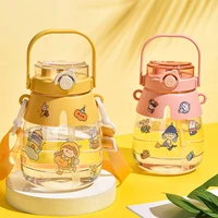 1300ml cute sports water bottle with straw portable large capacity water bottles fitness bike cup summer cold water jug