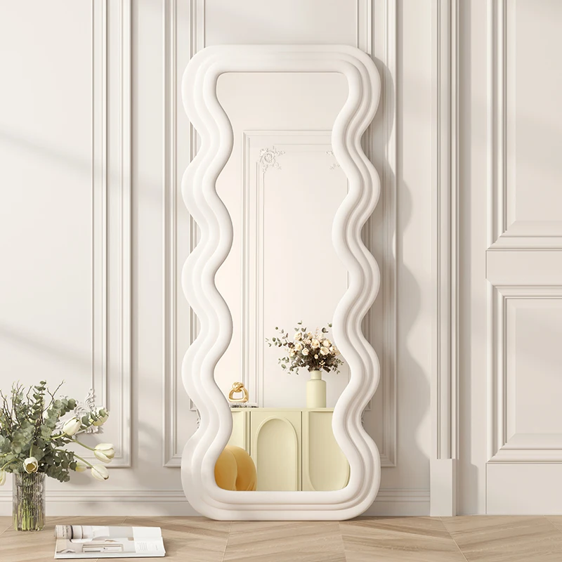 

Designer Wavy Mirror Large Aesthetic Costume Big Size Creative Mirror Wall Luxury Espejos Cuerpo Entero Bathroom Decoration