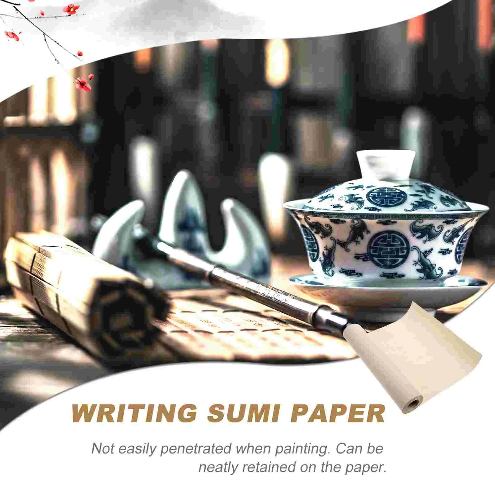 Chinese Calligraphy Xuan Paper Sprinkle Gold Rice Painting Practice Scroll Decoupage