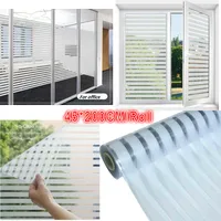 Horizontal Stripe Glass Stickers Office Bathroom Decorative Film Static Adhesive-free Glass Decorative Window Film