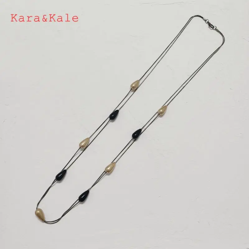 Kara&ampKale Layered Necklaces Long Beaded Snake Chains Handmade Jewelry Original Simple Style Ladies Charm