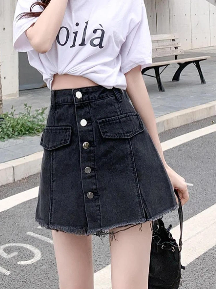 Summer Casual Women Empire Slim Single Breasted Denim Culottes Fashion Lady High Street Bodycon Denim Shorts