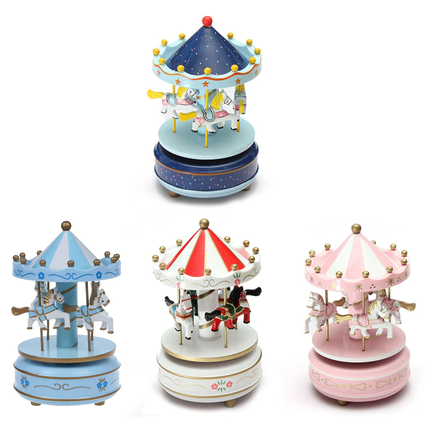 

Musical Carousel Horse Wooden Carousel Music Box Toy Child Baby Game