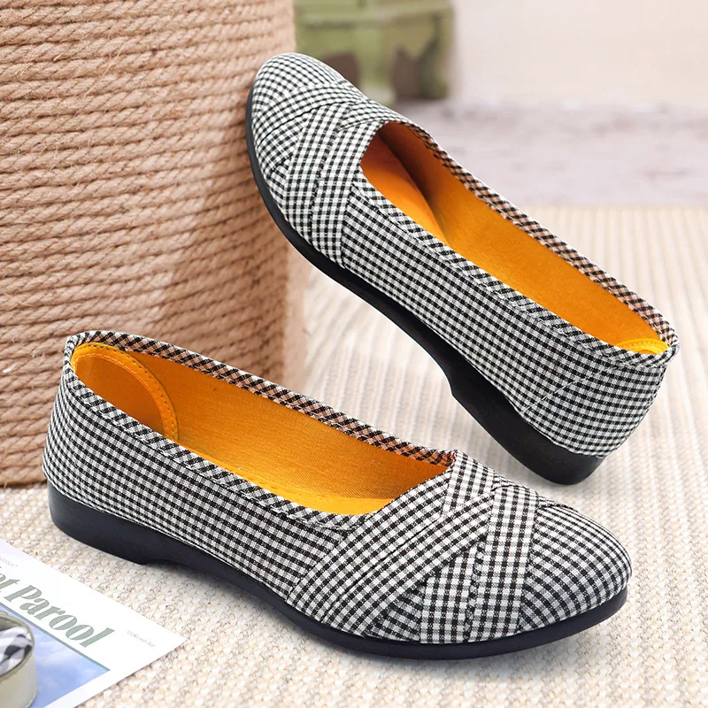 

Весенняя дышащая мягкая обувь для этикеток, Полиуретановые Мягкие тканевые туфли Old Beijing с закрытым носком, повседневная рабочая обувь для женщин