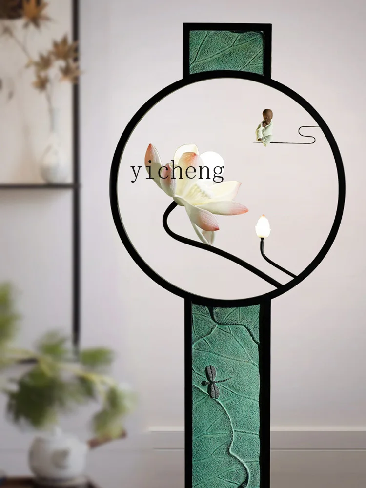 Tqh Креативный Новый Китайский Лотос напольная лампа Гостиная Кабинет чайная