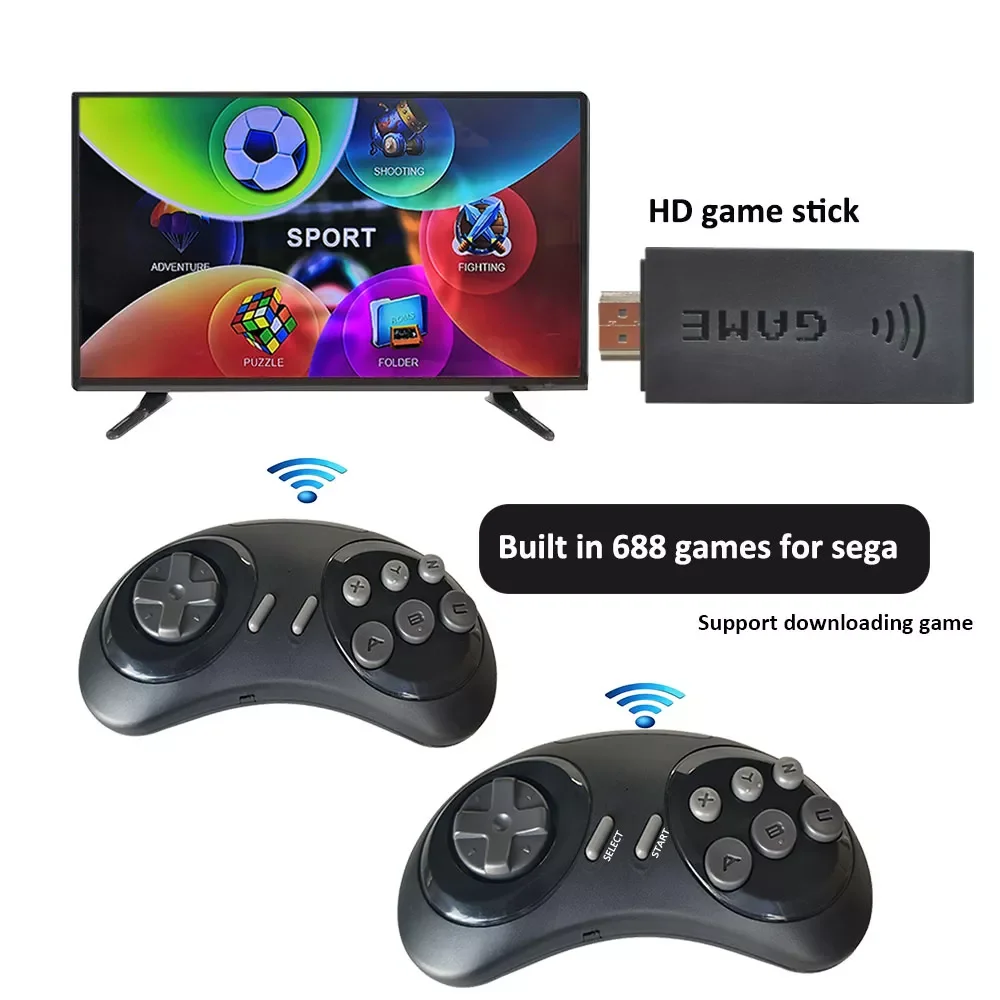 

HD Game Stick 16 Bit Video Gaming Consoles Built in 688 Retro Games For Sega Genesis Mini 4K Wireless TV Game Console