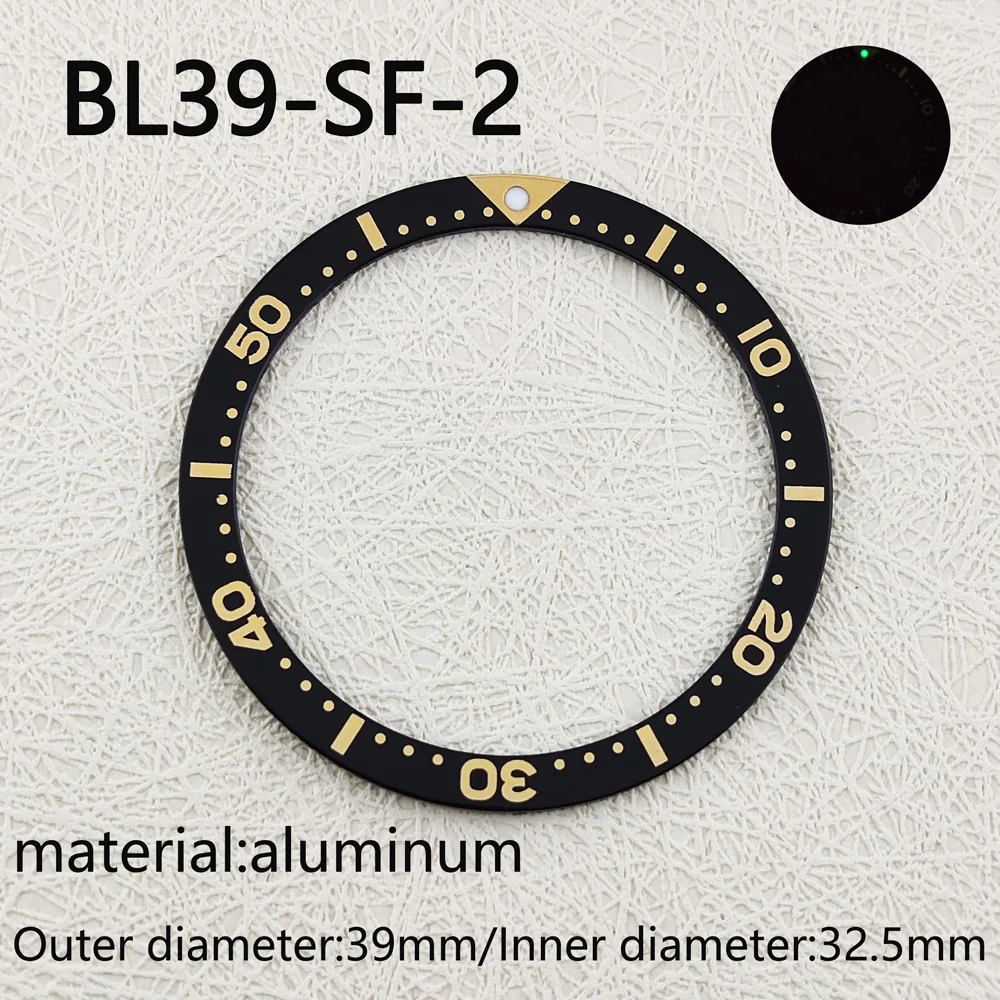 39mm Watch Bezel Inner Diameter 32.5mm Insert  Flat aluminum Bezel SKX007 SKX009 SRPD Watch Case Luminous celebrity watch access