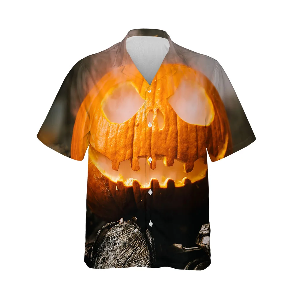 Jumeast 3D Halloween Festival Clothing Blouses Fashion Oversized Mens Hawaiian Shirt Short Sleeve Streetwear Casual Men Shirt