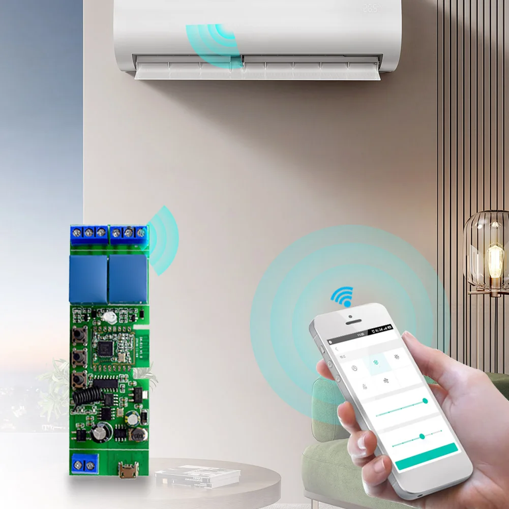 2-канальный модуль умного переключателя Wi-Fi/Zigbee AC/DC 7-32 В ...