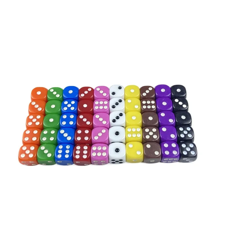 

10Pcs/Lot 16mm Drinking Dice Acrylic White Round Corner Hexahedron Dice Party Playing Games RPG Dice Club/Party/Family Games