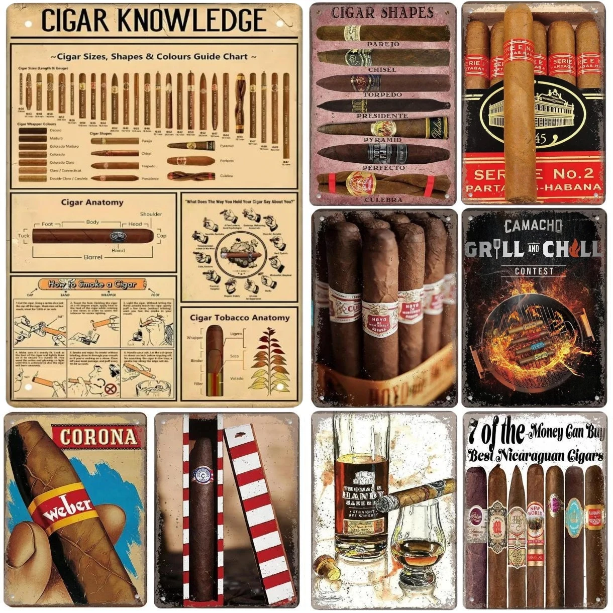 Винтажный Металлический Плакат С Надписью В Виде Сигар Стиле Ретро Бар Клуб