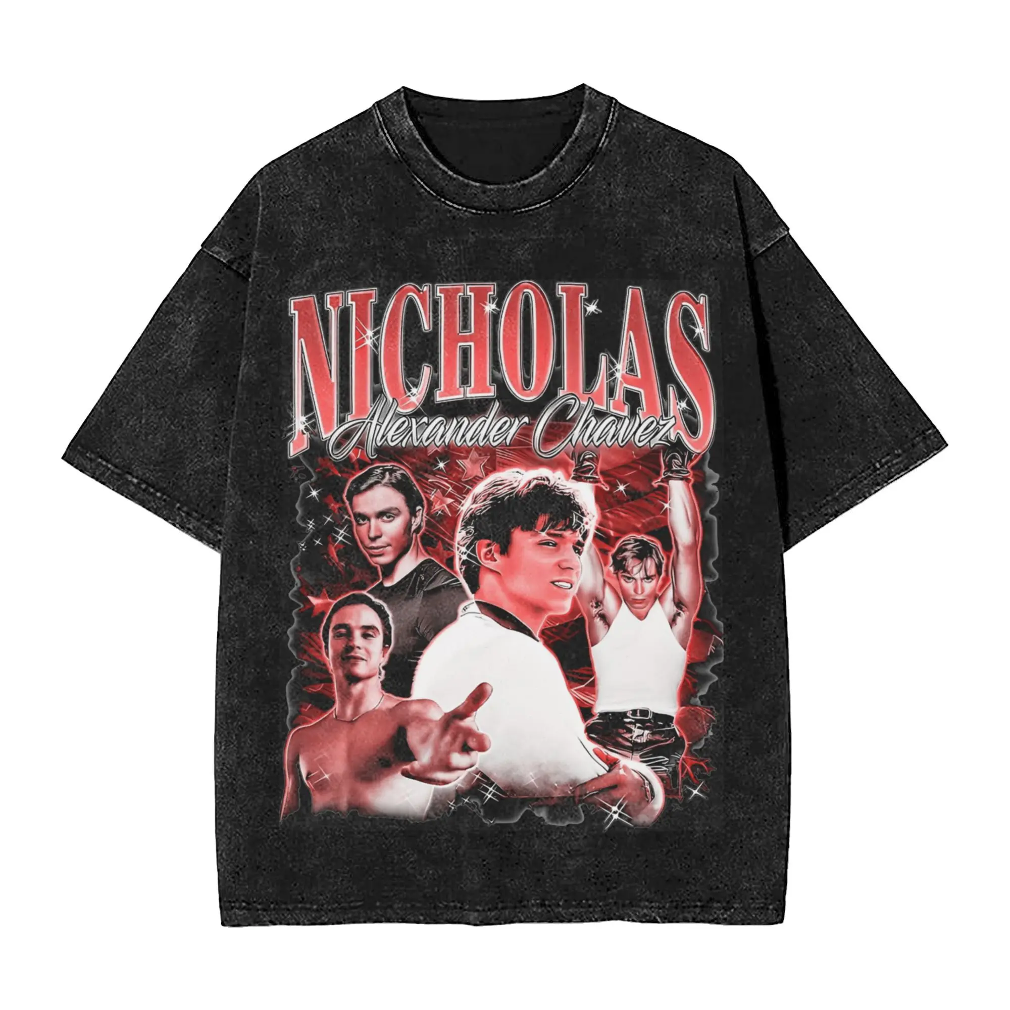 Промытая футболка в стиле ретро Момент Николас Чавез модные футболки хип-хоп