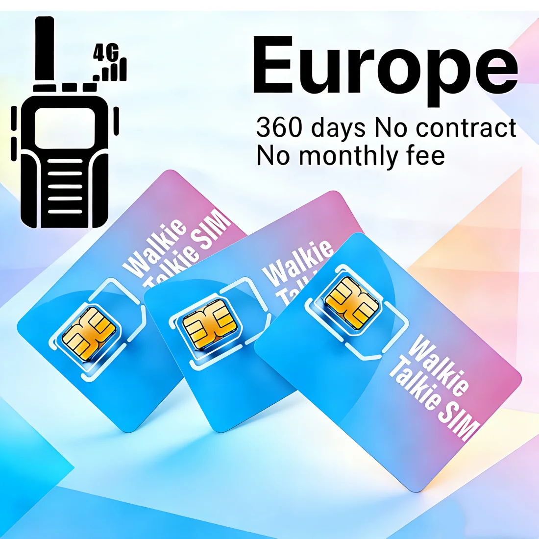 Фото Европейская SIM-карта 4G LTE Global PTT для раций – без контракта, 1 ГБ/360 дней, 3-в-1 SIM для PTT-радио K500 и т.д. №4