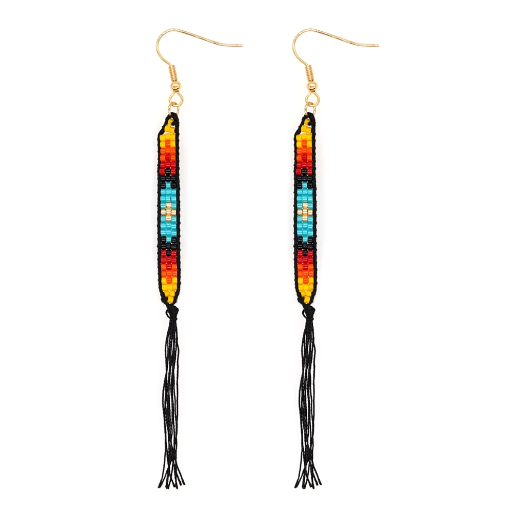 Go2Boho The Cross Pattern Tassel Long Earrings Bohemia Classic Jewelry Miyuki Beads Hook Earrings Gifts For Ladies