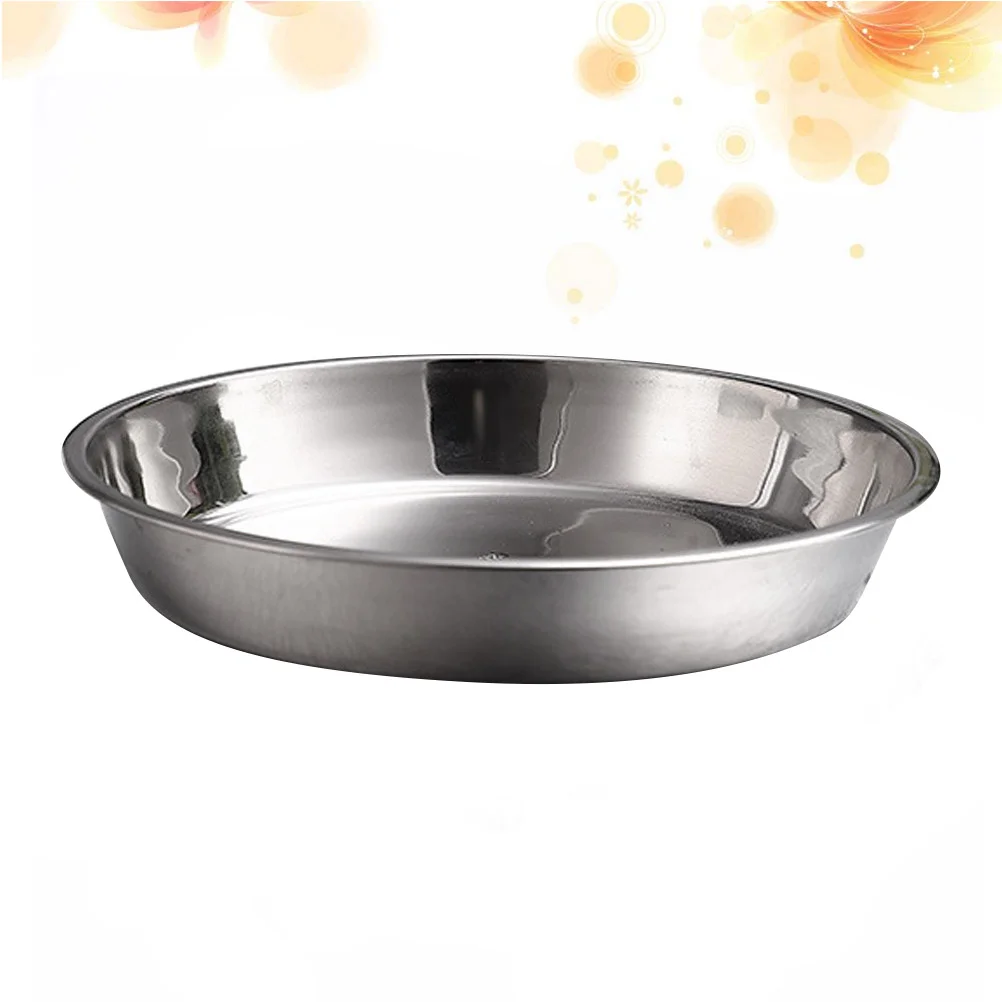 

Plate Steel Stainless Plates Round Dinner Pan Metal Baking Dish Cake Deepfruit Serving Eating Divided Appetizer Camping